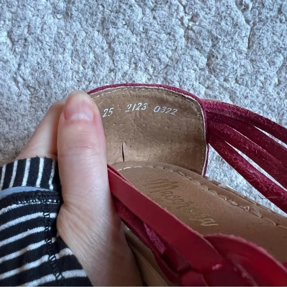 Macarena Red Leather Woven Slip On Slight Wedge Espadrilles Sz 8
